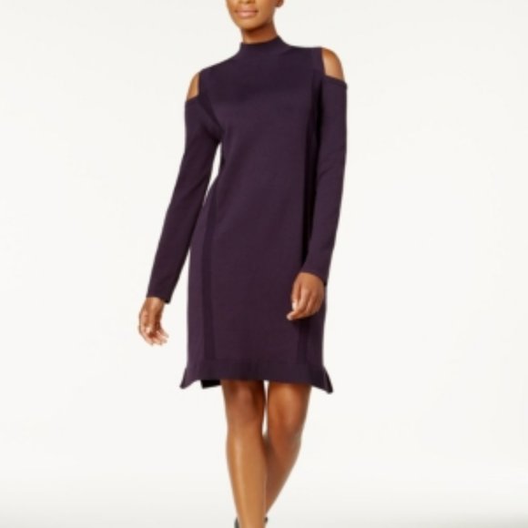 Style & Co Cold-Shoulder Sweater Dress - Picture 1 of 5